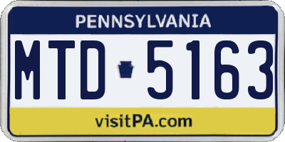 PA license plate MTD5163