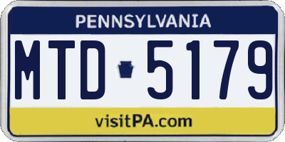 PA license plate MTD5179