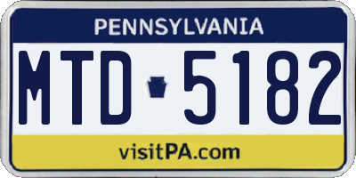 PA license plate MTD5182