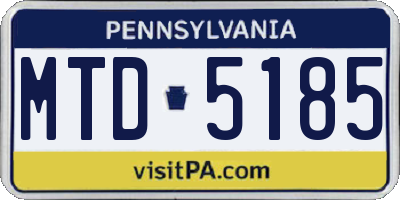 PA license plate MTD5185