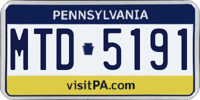 PA license plate MTD5191