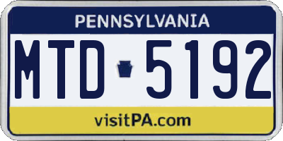 PA license plate MTD5192