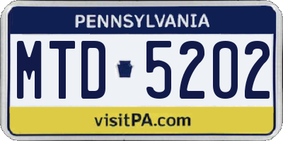 PA license plate MTD5202