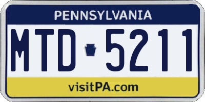 PA license plate MTD5211