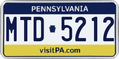 PA license plate MTD5212