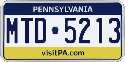 PA license plate MTD5213