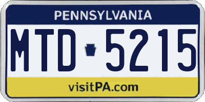 PA license plate MTD5215