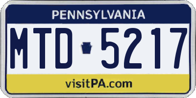 PA license plate MTD5217