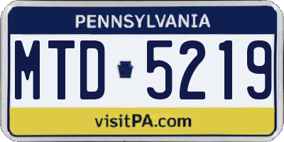PA license plate MTD5219