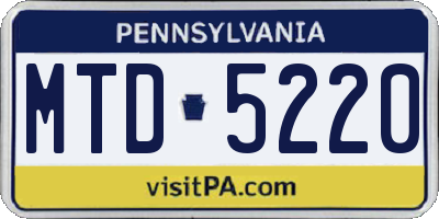 PA license plate MTD5220