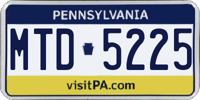 PA license plate MTD5225