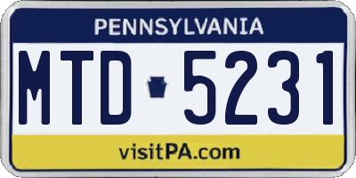 PA license plate MTD5231
