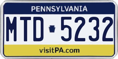 PA license plate MTD5232
