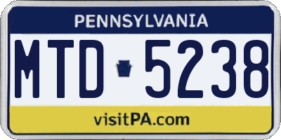 PA license plate MTD5238