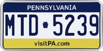 PA license plate MTD5239
