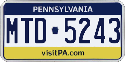 PA license plate MTD5243