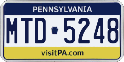 PA license plate MTD5248