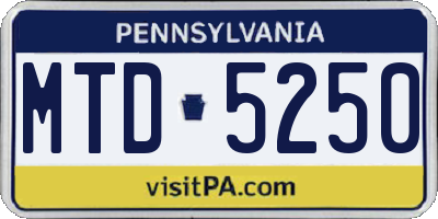 PA license plate MTD5250