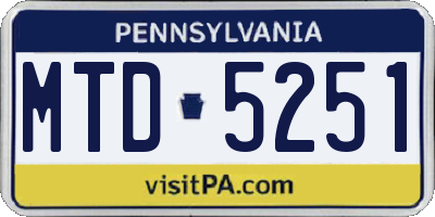 PA license plate MTD5251