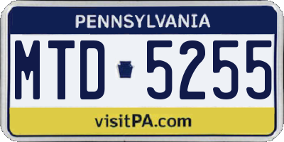 PA license plate MTD5255