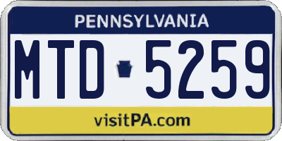 PA license plate MTD5259