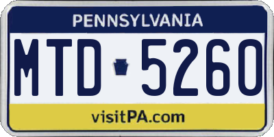 PA license plate MTD5260