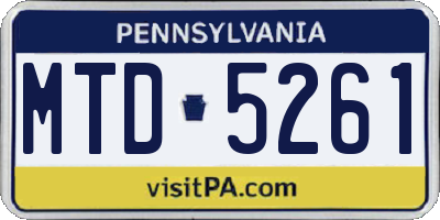 PA license plate MTD5261