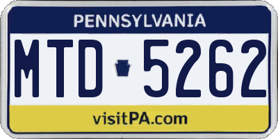 PA license plate MTD5262