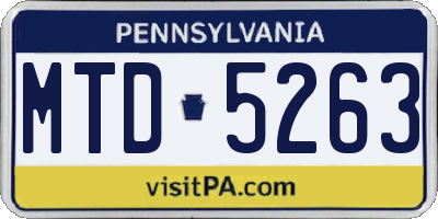 PA license plate MTD5263