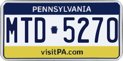 PA license plate MTD5270