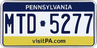 PA license plate MTD5277