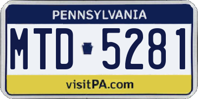 PA license plate MTD5281