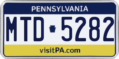 PA license plate MTD5282