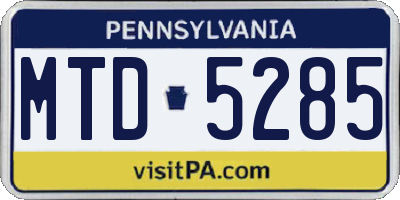 PA license plate MTD5285