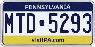 PA license plate MTD5293