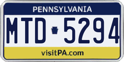 PA license plate MTD5294