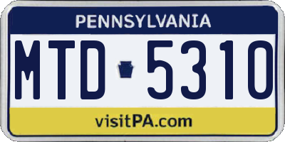 PA license plate MTD5310