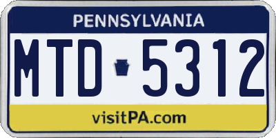 PA license plate MTD5312