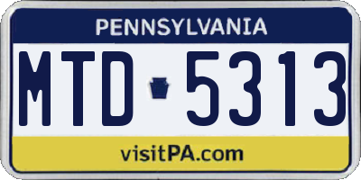 PA license plate MTD5313