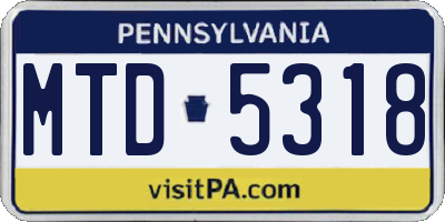PA license plate MTD5318
