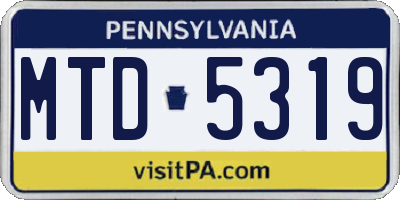 PA license plate MTD5319