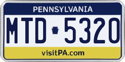 PA license plate MTD5320