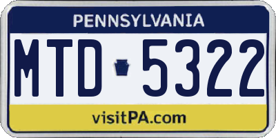 PA license plate MTD5322