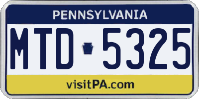 PA license plate MTD5325