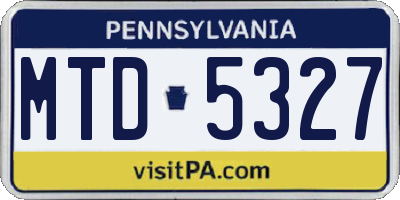PA license plate MTD5327
