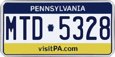 PA license plate MTD5328