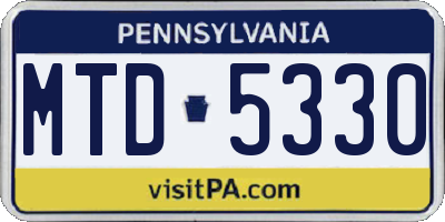 PA license plate MTD5330