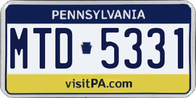 PA license plate MTD5331