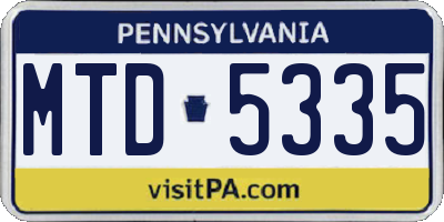 PA license plate MTD5335