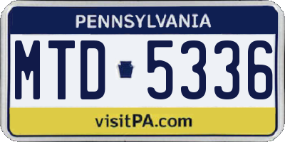 PA license plate MTD5336